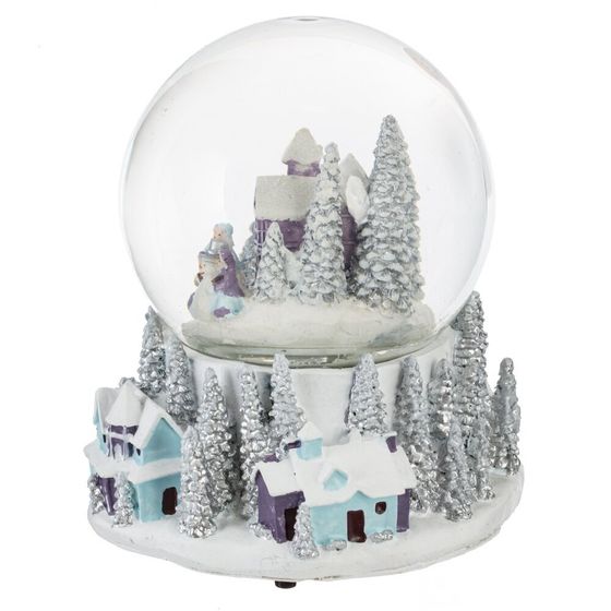 Фигур декор в стекл шаре &quot;Снеговик/Дом&quot; (подсв, муз, вьюга, AAAх3 н/п), D 10 см, L12 W11,5 H14 см, 2