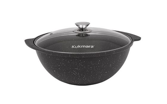 Казан Kukmara для плова Мраморный 4,5л кмт47а стекл.крышка, темн.мрамор