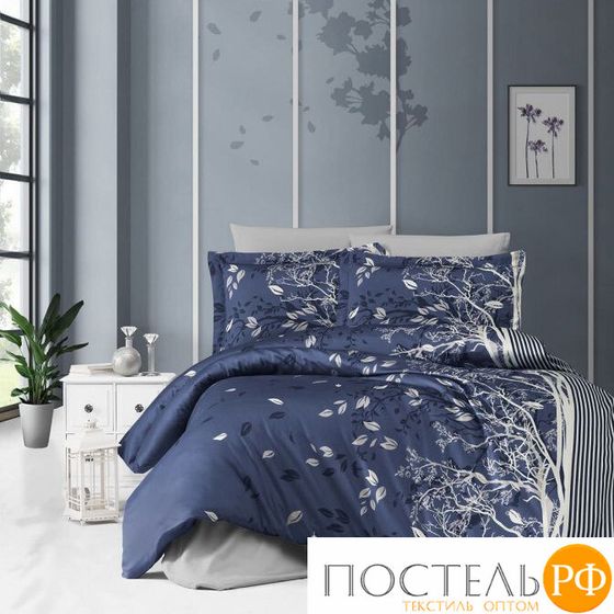 Постельное белье &quot;Карвен&quot; сатин семейное Living Navy Blue