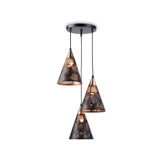 Светильник подвесной Ambrella light, Loft, TR8435, 3хE27, цвет чёрный, золото