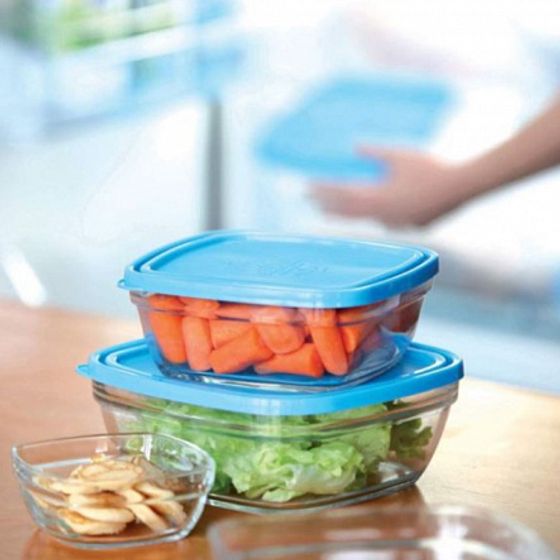 Контейнер FRESHBOX 1.1л прямоугольный с голубой крышкой