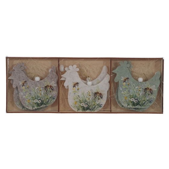 Набор из 6-ти изделий декоративных подвесных &quot;Курица/Петух&quot; (7,5*0,5*7,5), L25 W9 H1,5 см