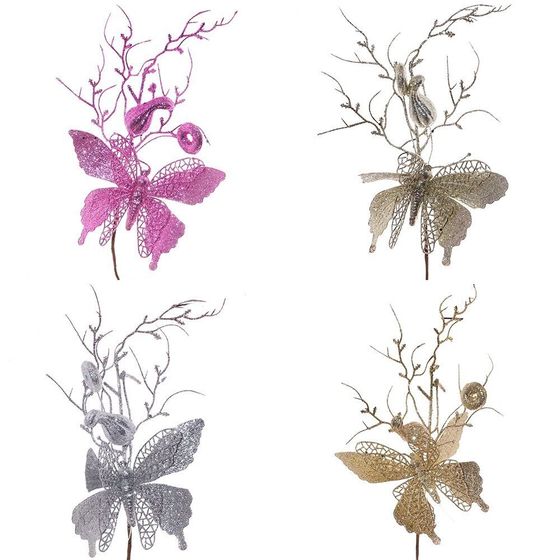 !09 Изделие декоративное "Бабочка", L15 W7 H40 см, дизайн микс