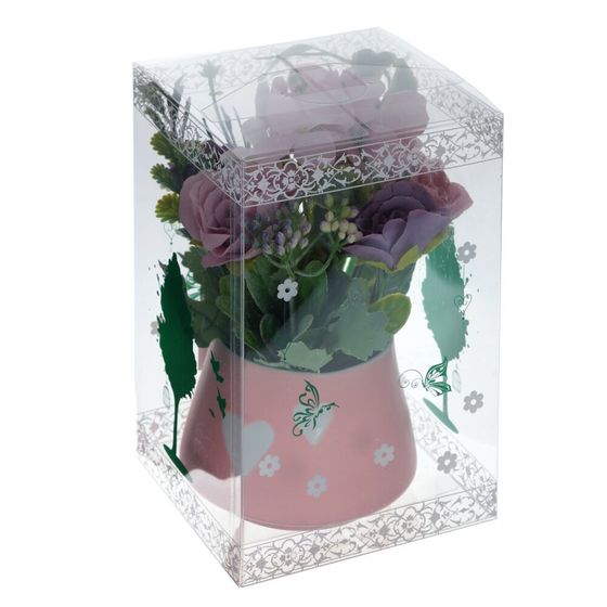 Цветочная композиция, L19 W15,5 H20,5 см, 1 штука, дизайн микс