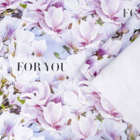 !09 Бумага (набор 5 листов) упаковочная глянцевая «Цветущая магнолия», 70 × 100 см.