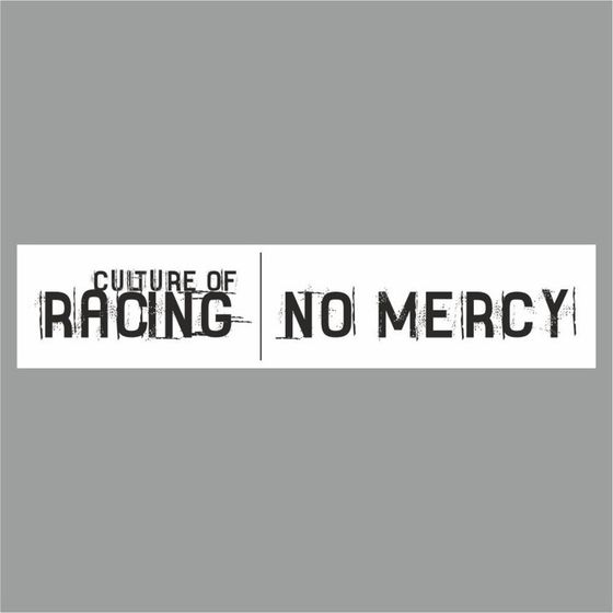 Полоса на лобовое стекло &quot;RACING NO MERCY&quot;, белая, 1220 х 270 мм