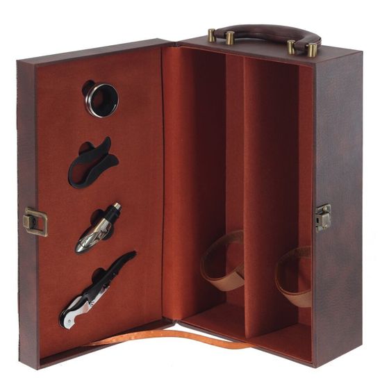 Шкатулка для бутылок с набором сомелье, Д19,5 Ш12 В35 см