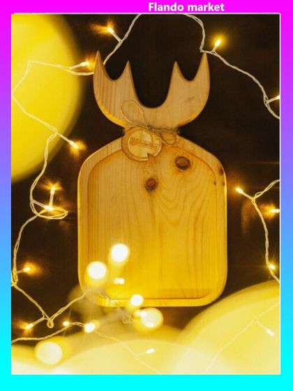 !09 Доска разделочная авторская Adelica «Рога», 35×18×2,5 см, цельный массив кедра, цвет молочный