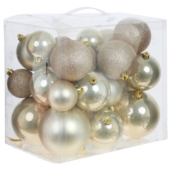 Набор из 24шт Украшение новогоднее &quot;Шар&quot;, D6/8/10см,  L27 W18 H25 см