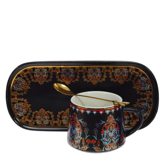 Кружка с блюдцем и ложкой, 280 мл, L24,5 W11 H7,5 см, дизайн микс