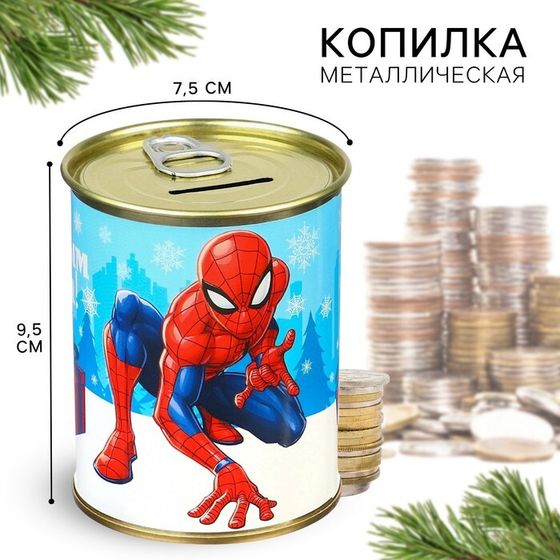 Новый год. Копилка &quot;С Новым годом!&quot;, 9.5х9.5х7.5 см, Человек паук