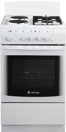 Плита комбинированная De Luxe 506022.03гэ(щ) ЧР-030 белый/черный (без крышки)