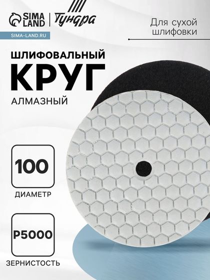Алмазный гибкий шлифовальный круг ТУНДРА &quot;Черепашка&quot;, для сухой шлифовки, 100 мм, № 5000