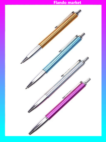 !Ручка шариковая автоматическая 3 штуки 0.5 мм, стержень синий, металлик корпус, МИКС