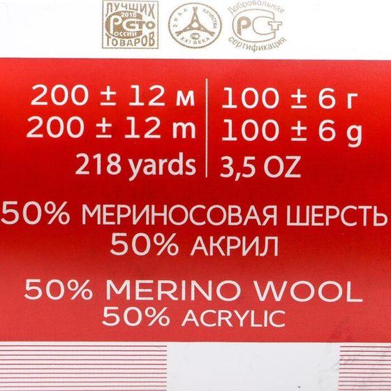 Пряжа &quot;Мериносовая&quot; 50%меринос.шерсть, 50% акрил 200м/100гр (191-Ежевика)