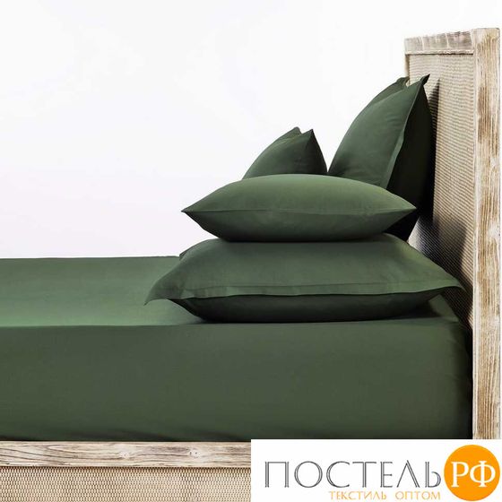 Простыня на резинке PERCALE 100 % хлопок, перкаль dark green (зелёный) 180x200+30 CASUAL AVENUE / Lappartement