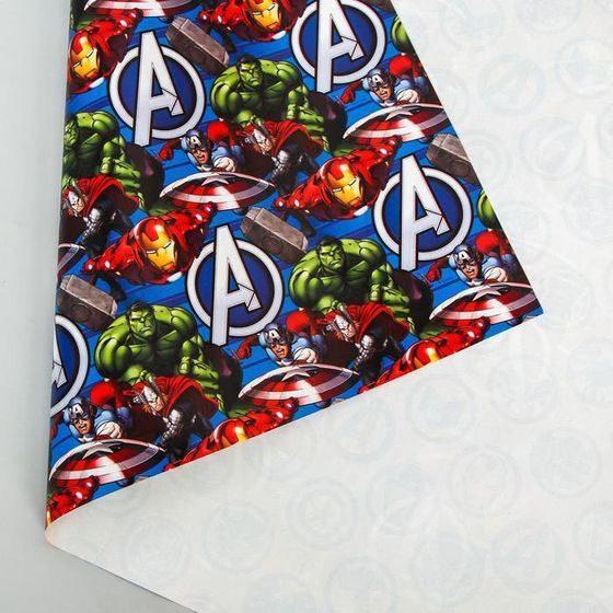 !Бумага упаковочная 2 листа глянцевая, Мстители, 60x90 см.