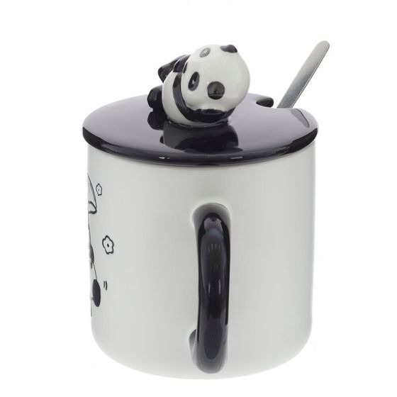 Кружка с крышкой и ложкой, 350 мл, L13 W9 H13 см