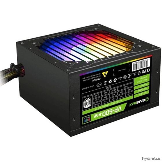 Блок питания 600W ATX GameMax VP-600-RGB 12cm fan