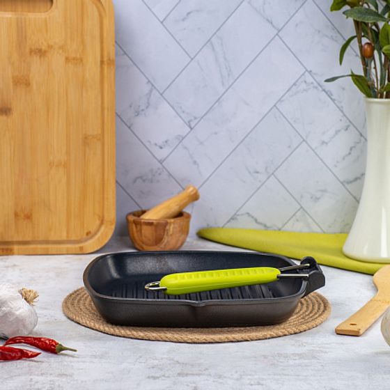 Гриль Saporelax 26x26см со складной силиконовой ручкой GREEN