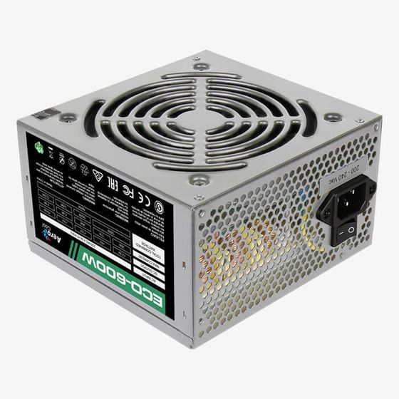 Блок питания 600W ATX Aerocool ECO-600W 12cm fan (20+4)pin (4+4)pin PCI-E 4xSATA 3xMolex FDD RTL