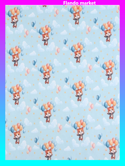 Бумага упаковочная 3 листа крафтовая белая «Милый котик», 50 x 70 см