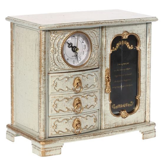 Шкатулка для украшений с часами, L21 W12 H19 см, (1xАА не прилаг.)