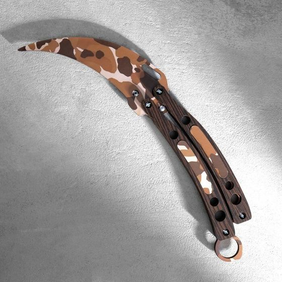 Сувенир деревянный &quot;Нож-бабочка. Керамбит&quot;, коричневый камуфляж