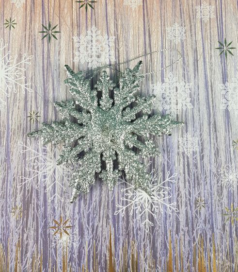 !09 Набор новогодних украшений (набор 3 штуки) : 2 штуки «Снежинка», цвет белый 9 см. + 1 штука &quot;Снежинка&quot; цвет серебро 10 см.