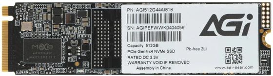 Накопитель SSD 512Gb AGi PCI-E 4.0 x4 M.2 2280 AGI512G44AI818 AI818