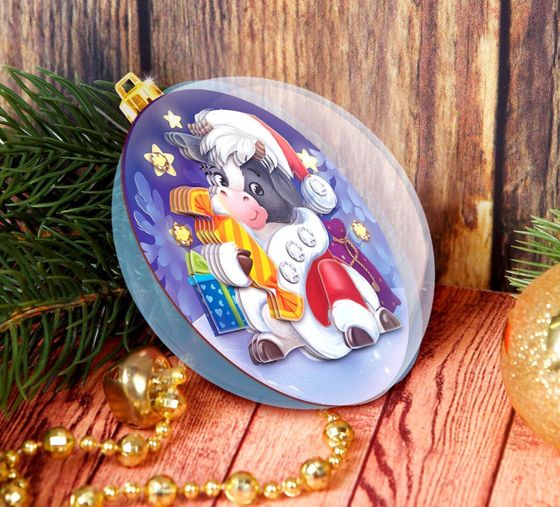 !09 Набор для творчества. Аппликация в шаре «Телёнок с конфетой»