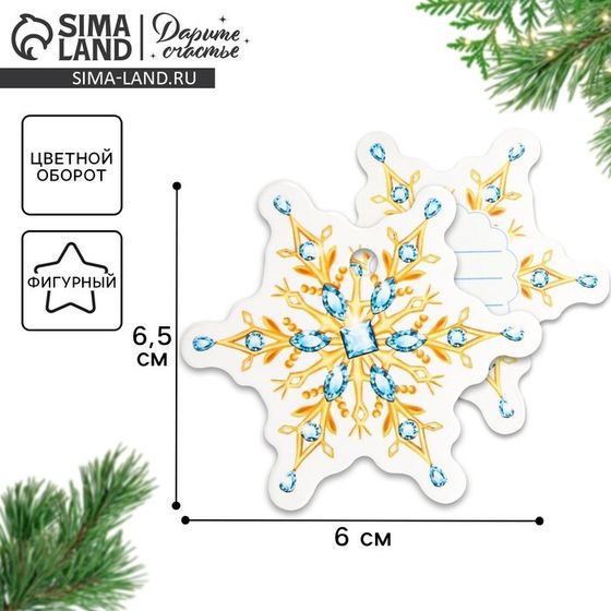 Шильдик на подарок Новый год «Снежинка новогодняя», 6,5 х6.0 см, Новый год