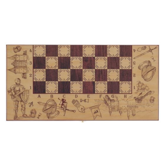 Игра настольная 3 в 1 (шахматы, шашки, нарды) "Рыцари", L50 W25 H6 см