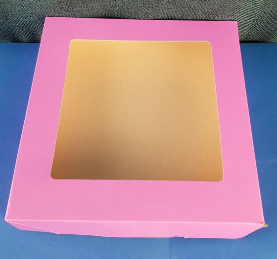 !Набор 5 штук - Коробка картонная, с окном, розовая 21 х 21 х 3 см