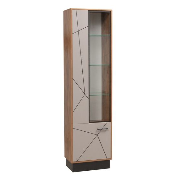 Шкаф-пенал «Гамма» 54.01, 554×360×2075 мм, стекло, левый, цвет таксония / чёрный / грей