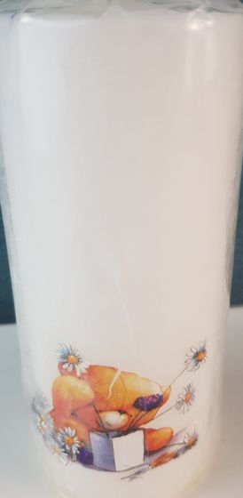 !НАБОР 2 ШТУКИ - Свеча декоративная &quot;Мишка с ромашками&quot; 5x5x12 см.цвет белый