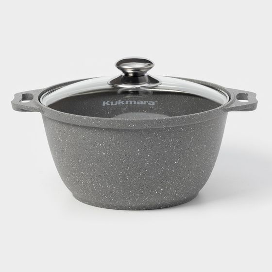 КастрюляKUKMARA, 3 л, d=24 см, h=12.5 см, антипригарное покрытие, литой алюминий, серая