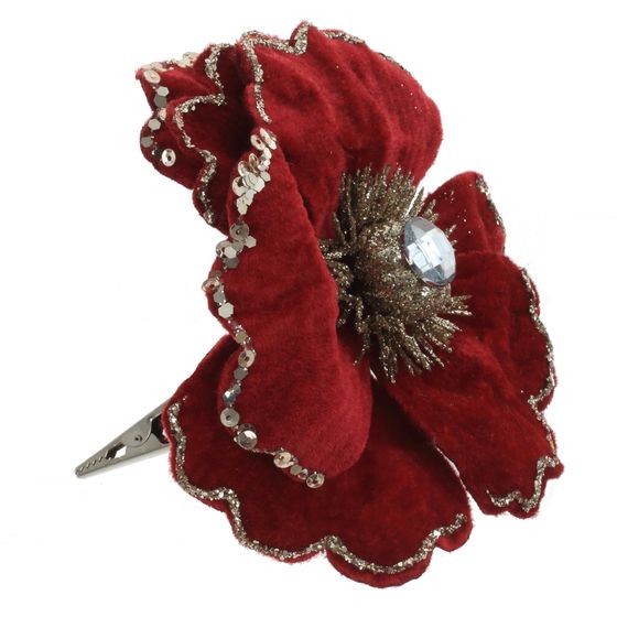 Цветок искусственный &quot;Магнолия&quot; (на клипсе), L15 W14 H8 см