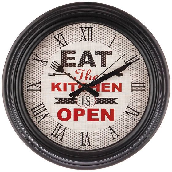 ЧАСЫ НАСТЕННЫЕ КВАРЦЕВЫЕ &quot;CHEF KITCHEN&quot;  ДИАМЕТР=31 СМ. ДИАМЕТР ЦИФЕРБЛАТА=22,5 СМ. ЦВЕТ:ЧЕРНЫЙ