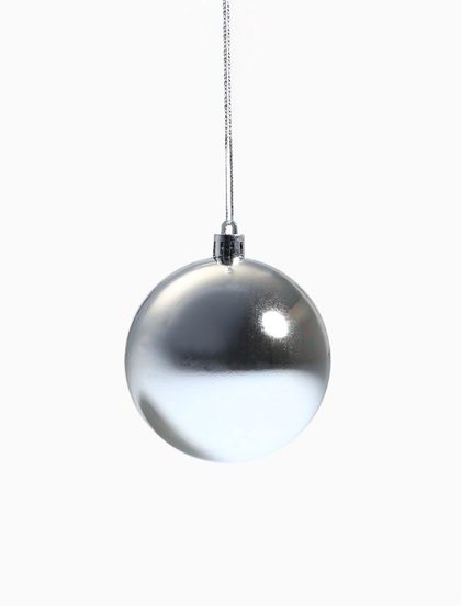 !09 Набор елочных игрушек(12 штук): Ёлочные игрушки &quot;Винтажный глянец&quot; d=8 см, цвет серебристый