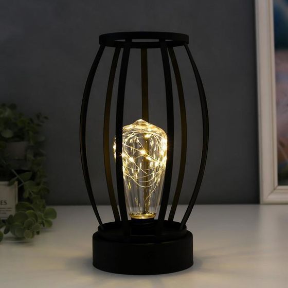 !09 Ночник лофт 16461/1 LED от батареек 3хАА черный 14х14х25,5 см