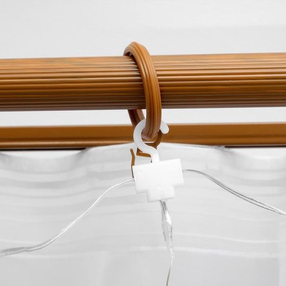 !09 Гирлянда «Занавес» 2.8 × 3 м роса на крючках, с пультом, IP20, серебристая нить, 300 LED, свечение мульти, 8 режимов, USB