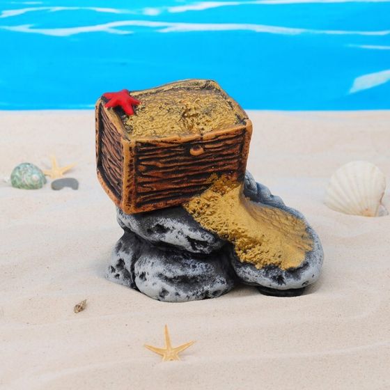 Декор для аквариума &quot;Сундук с золотом&quot;, керамический,  22 x 15,5 x 15 см