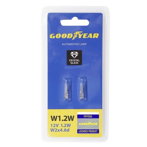 Лампа автомобильная Goodyear, W1.2W, 12 В, 1.2 Вт, набор 2 шт