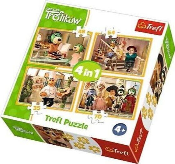 Trefl Puzzle 4w1 Rodzina Treflików - Przygotowania do balu