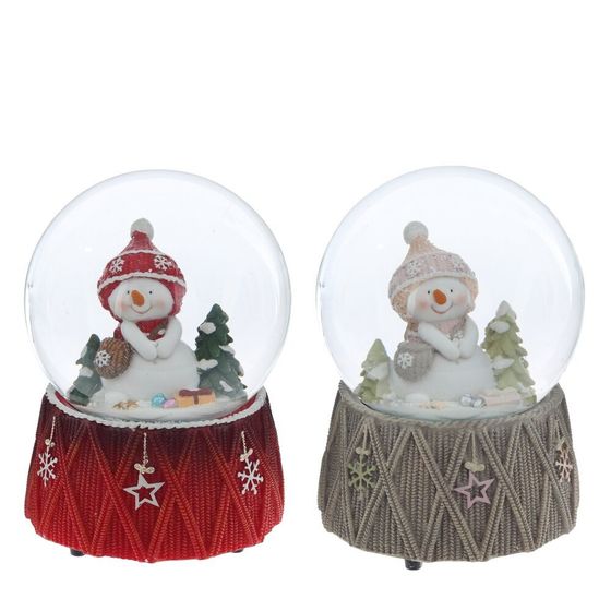 Фигурка декоративная &quot;Снеговик&quot; в стекл шаре (ключ,муз), D 10 см, L10 W10 H14 см, 2в.