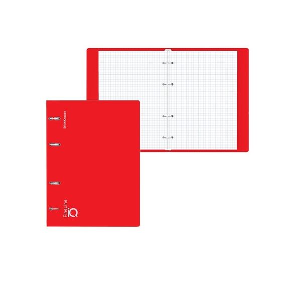 Тетрадь на кольцах, 100 листов в клетку, ErichKrause IQ FineLine Classic, пластиковая обложка, блок офсет 100% белизна, красная
