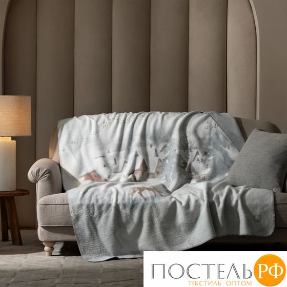 Togas СНОУВИ белый/серый, Плед 150х200, 1пр., хлопок/модал, 470г/м2