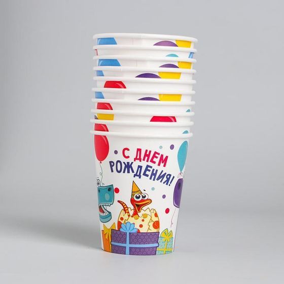 !09 Стакан (набор 6 штук) бумажный «Динозаврики», 250 м.