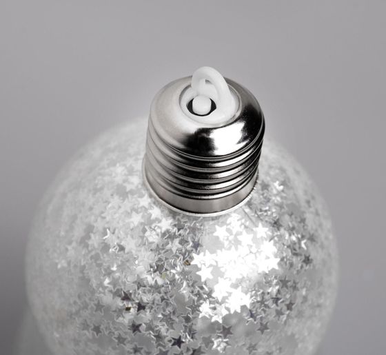 !09 Набор ёлочных шаров «Звёздочки серебристые», 3 шт., d=8 см, от батареек, свечение белое